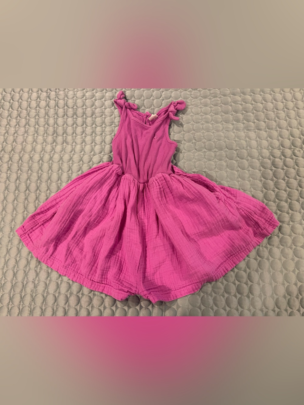 Baby GAP Budding Lilac Fuchsia Cotton Gauze Tank Dress Sz 2T Snaps Pockets